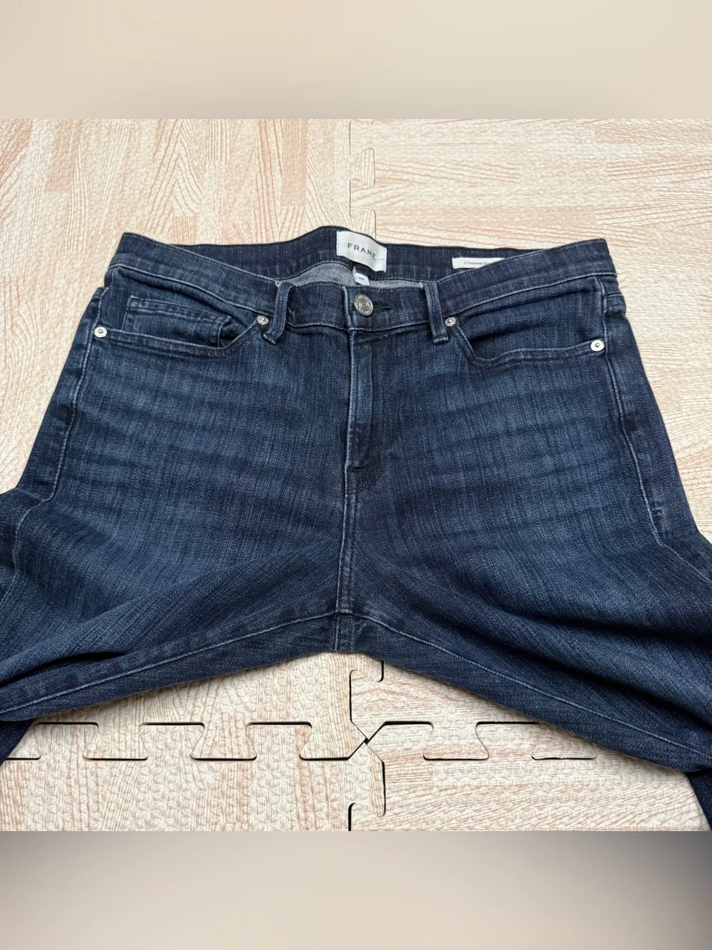 FRAME Denim L'Homme Slim Straight Blue Jeans Stretch Mens Size 32 X 30 LMH468
